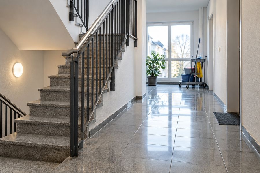Frisch gereinigtes Treppenhaus